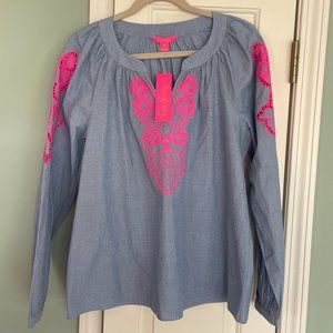 NWT - Lilly Pulitzer Amabella Top (Bluebell Chambray)